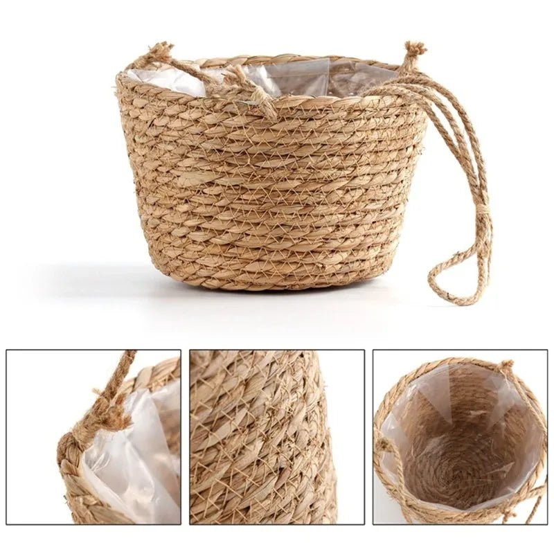Garden Hanging Planter Macrame Plant Storage Basket Jute Rope Woven Indoor Outdoor Flower Pot Holder Plant Hangers Home Decor - Cozy & Co. Market