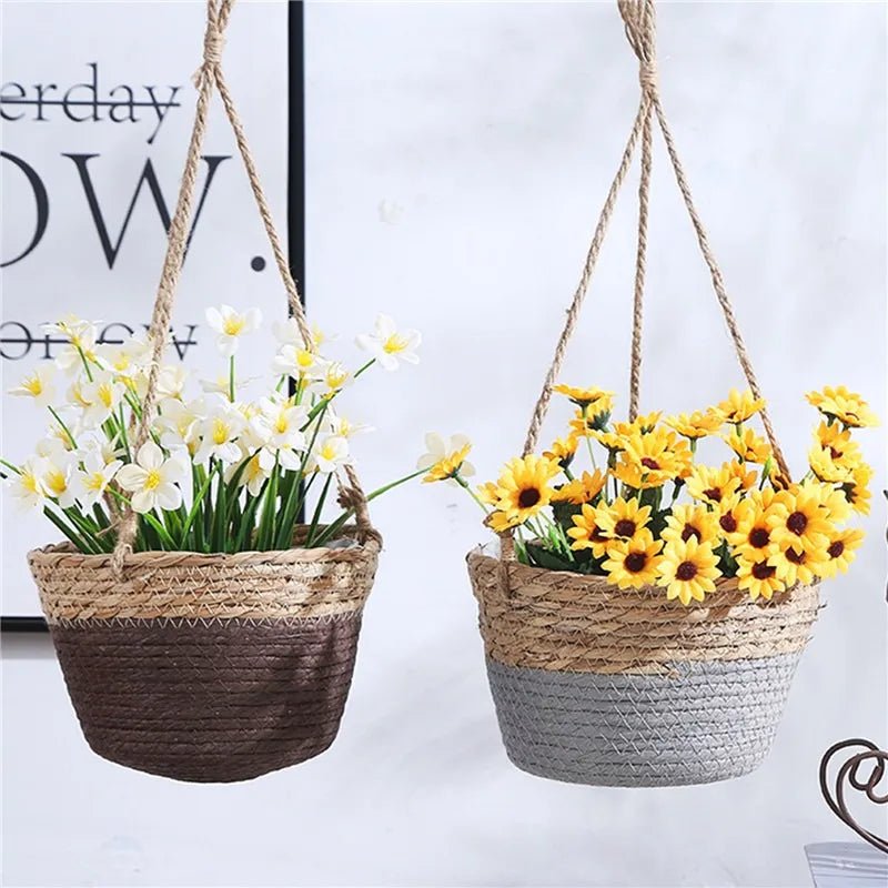 Garden Hanging Planter Macrame Plant Storage Basket Jute Rope Woven Indoor Outdoor Flower Pot Holder Plant Hangers Home Decor - Cozy & Co. Market