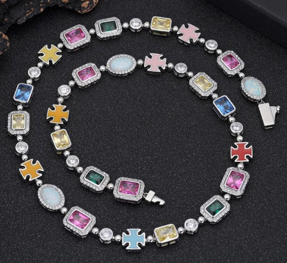 Gold-Plated Hip-Hop Gemstone Necklace - Cozy & Co. Market