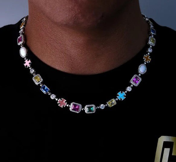 Gold-Plated Hip-Hop Gemstone Necklace - Cozy & Co. Market