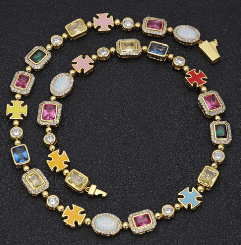 Gold-Plated Hip-Hop Gemstone Necklace - Cozy & Co. Market