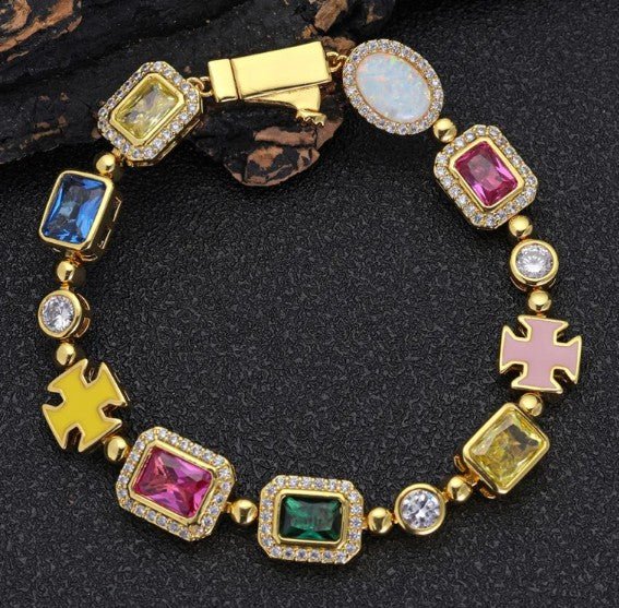 Gold-Plated Hip-Hop Gemstone Necklace - Cozy & Co. Market
