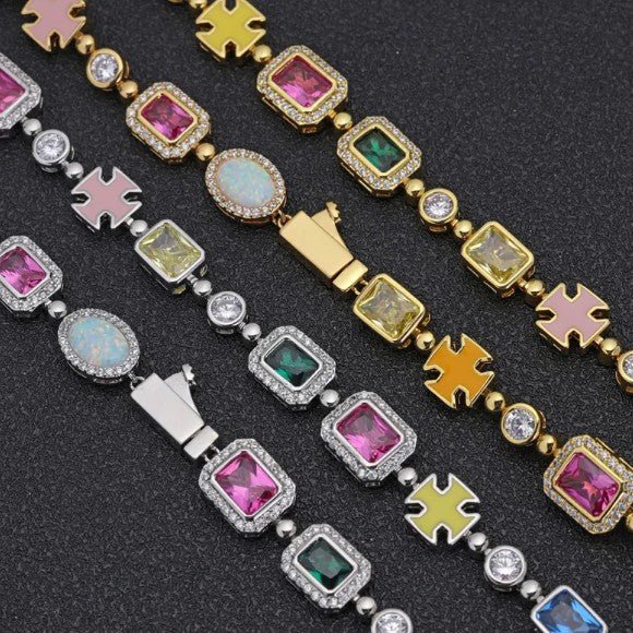 Gold-Plated Hip-Hop Gemstone Necklace - Cozy & Co. Market