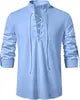 Good Quality New Design Stand Collar Men's Cotton Linen Shirt Long-sleeved Casual Beach Shirt - Cozy & Co. Market
