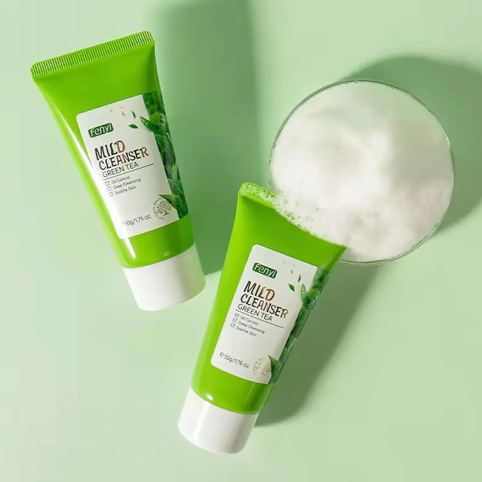 Green Tea Facial Cleanser 50g Skin Deep Cleansing Moisturizing Blackhead Removal Skincare Face Wash Foam Face Cleanser Skin Care - Cozy & Co. Market
