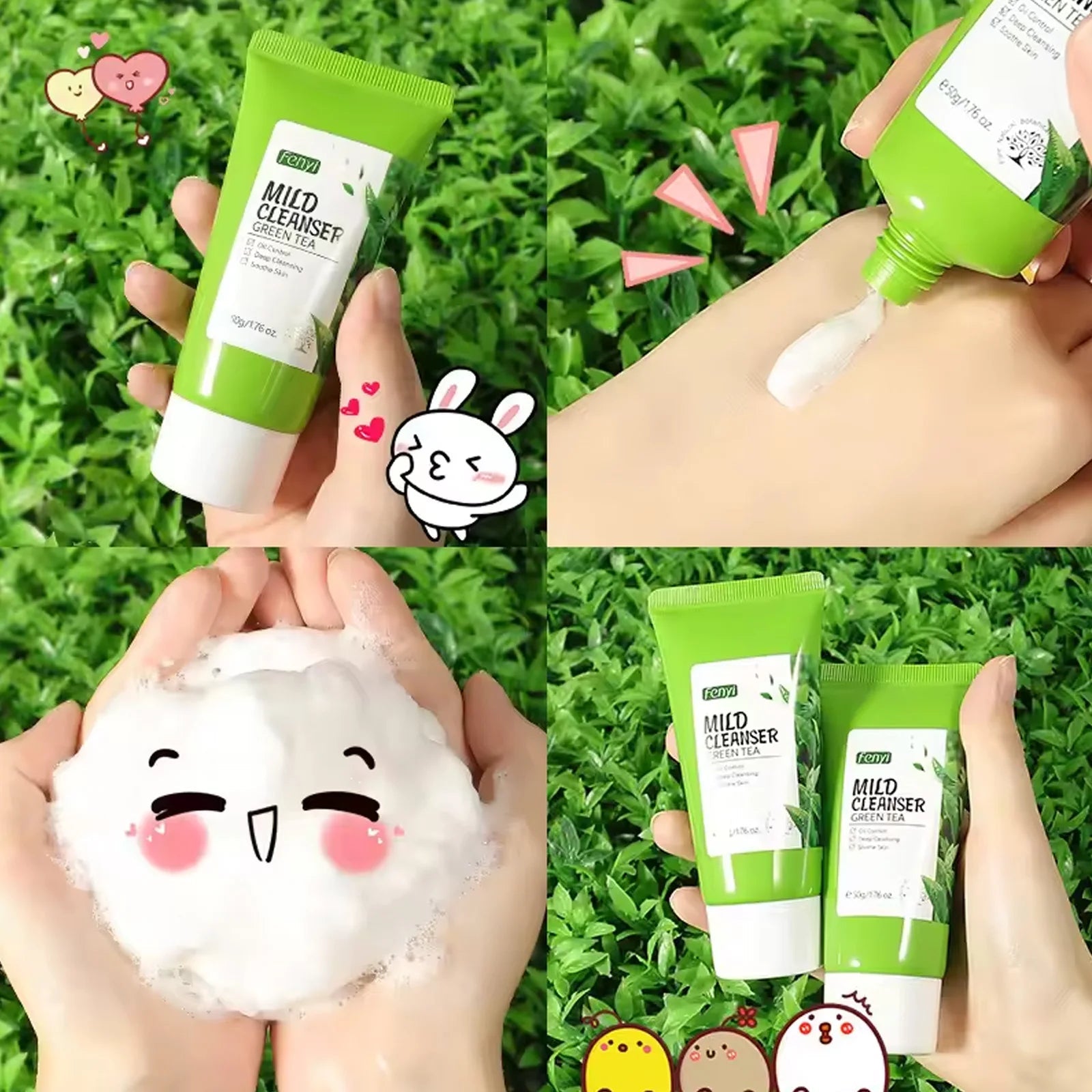Green Tea Facial Cleanser 50g Skin Deep Cleansing Moisturizing Blackhead Removal Skincare Face Wash Foam Face Cleanser Skin Care - Cozy & Co. Market