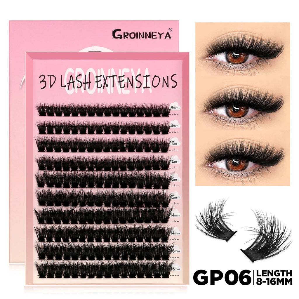 GROINNEYA Lashes Cluster DIY Lash Extension Mixed Tray Clusters Eyelashes Fluffy Volume Individual Lashes Cat Eye Lash Extension - Cozy & Co. Market