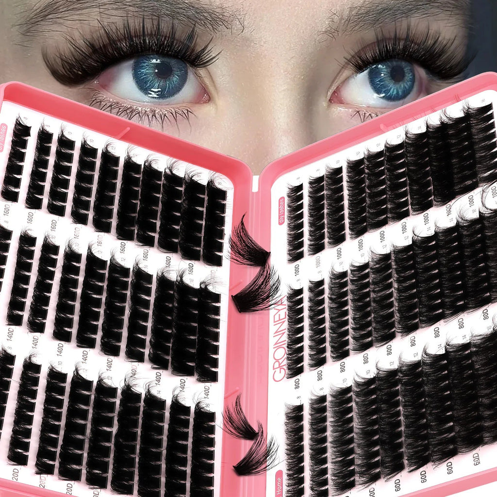 GROINNEYA Lashes Cluster DIY Lash Extension Mixed Tray Clusters Eyelashes Fluffy Volume Individual Lashes Cat Eye Lash Extension - Cozy & Co. Market