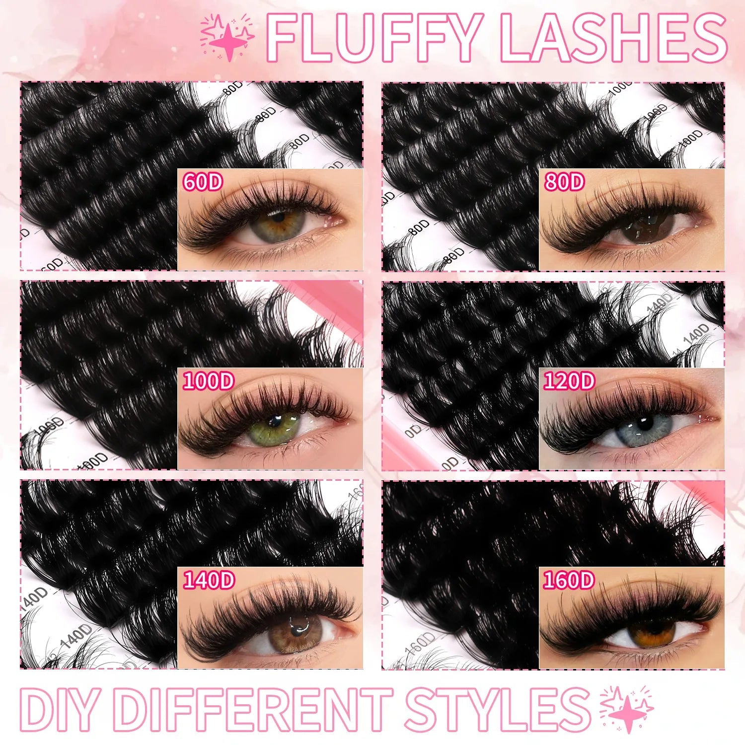 GROINNEYA Lashes Cluster DIY Lash Extension Mixed Tray Clusters Eyelashes Fluffy Volume Individual Lashes Cat Eye Lash Extension - Cozy & Co. Market