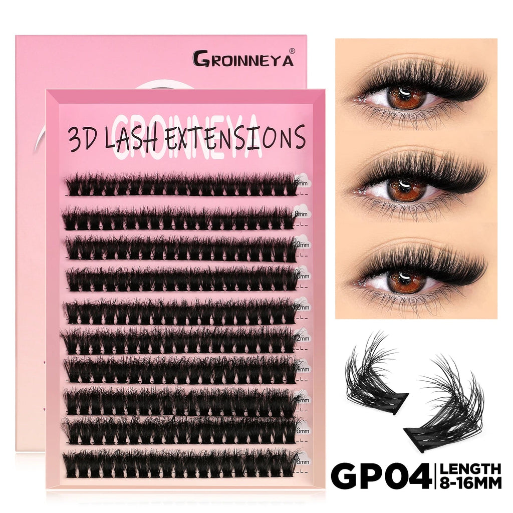 GROINNEYA Lashes Cluster DIY Lash Extension Mixed Tray Clusters Eyelashes Fluffy Volume Individual Lashes Cat Eye Lash Extension - Cozy & Co. Market