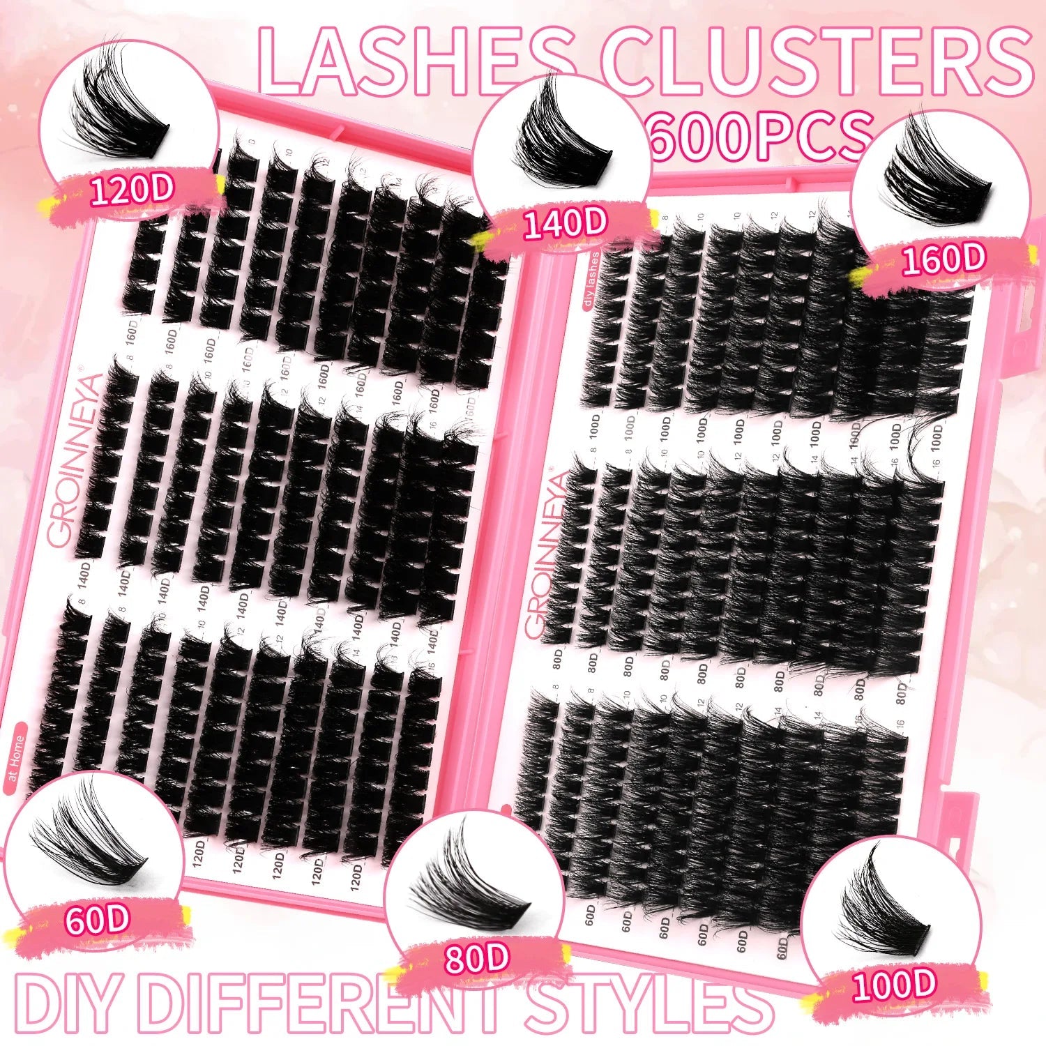 GROINNEYA Lashes Cluster DIY Lash Extension Mixed Tray Clusters Eyelashes Fluffy Volume Individual Lashes Cat Eye Lash Extension - Cozy & Co. Market