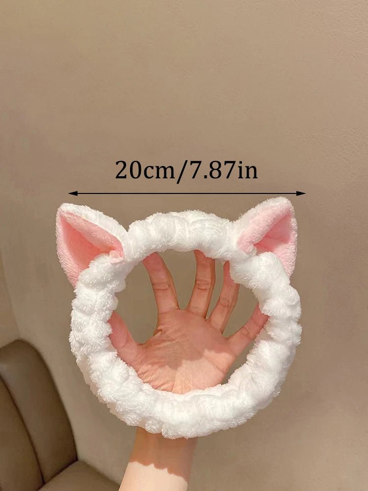 Hairband Cat Coral Plush Headband Cute Soft Hair Bow Headband Hairband Wash Face Makeup Headband Bandage Girl Accessories - Cozy & Co. Market