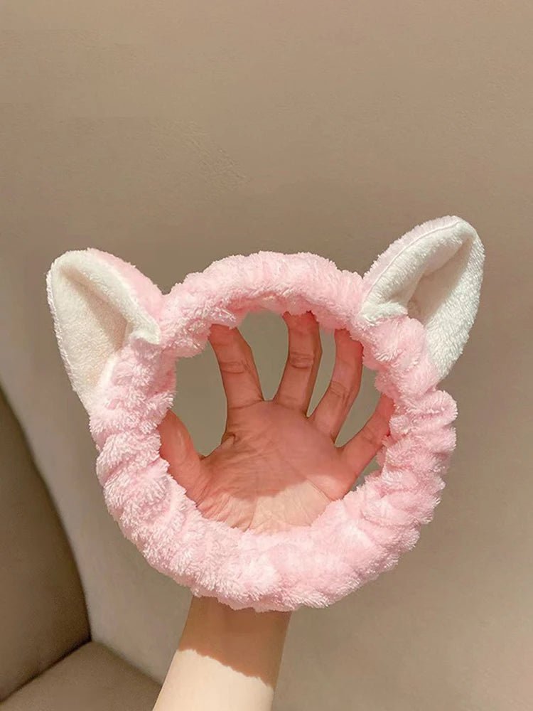 Hairband Cat Coral Plush Headband Cute Soft Hair Bow Headband Hairband Wash Face Makeup Headband Bandage Girl Accessories - Cozy & Co. Market