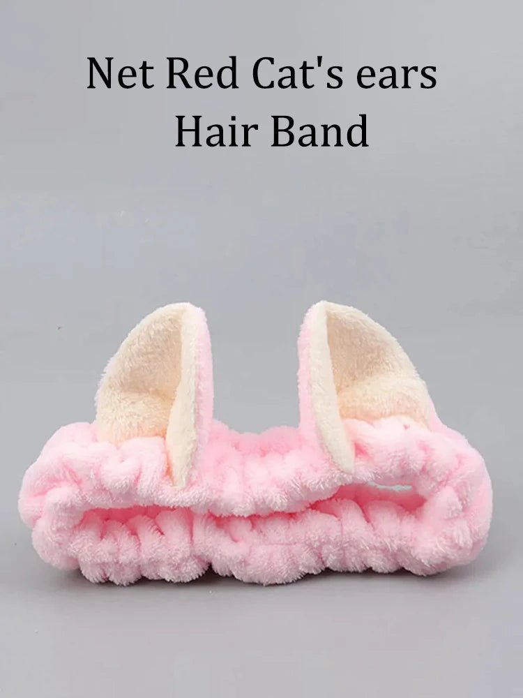 Hairband Cat Coral Plush Headband Cute Soft Hair Bow Headband Hairband Wash Face Makeup Headband Bandage Girl Accessories - Cozy & Co. Market