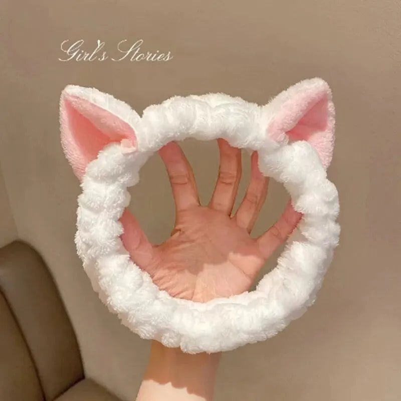 Hairband Cat Coral Plush Headband Cute Soft Hair Bow Headband Hairband Wash Face Makeup Headband Bandage Girl Accessories - Cozy & Co. Market