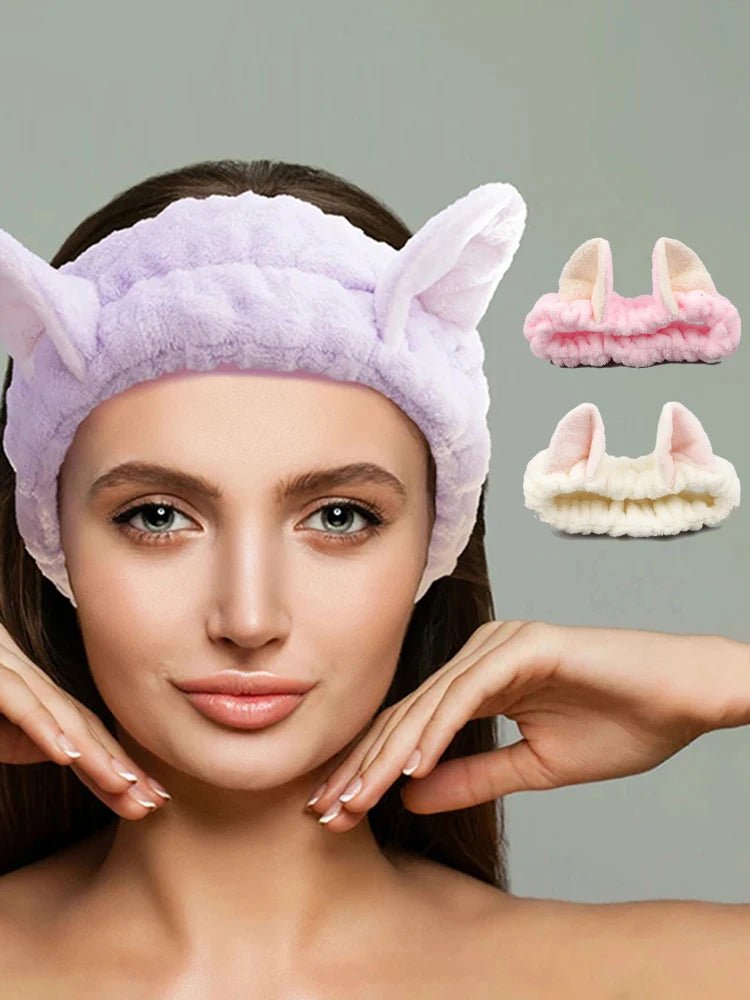Hairband Cat Coral Plush Headband Cute Soft Hair Bow Headband Hairband Wash Face Makeup Headband Bandage Girl Accessories - Cozy & Co. Market