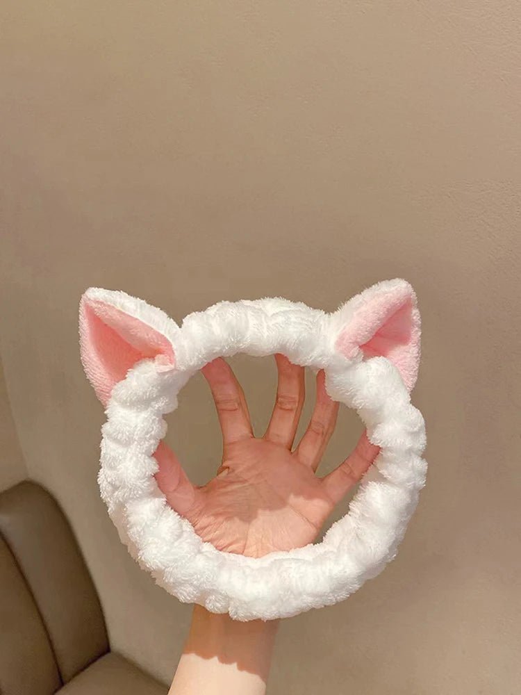 Hairband Cat Coral Plush Headband Cute Soft Hair Bow Headband Hairband Wash Face Makeup Headband Bandage Girl Accessories - Cozy & Co. Market