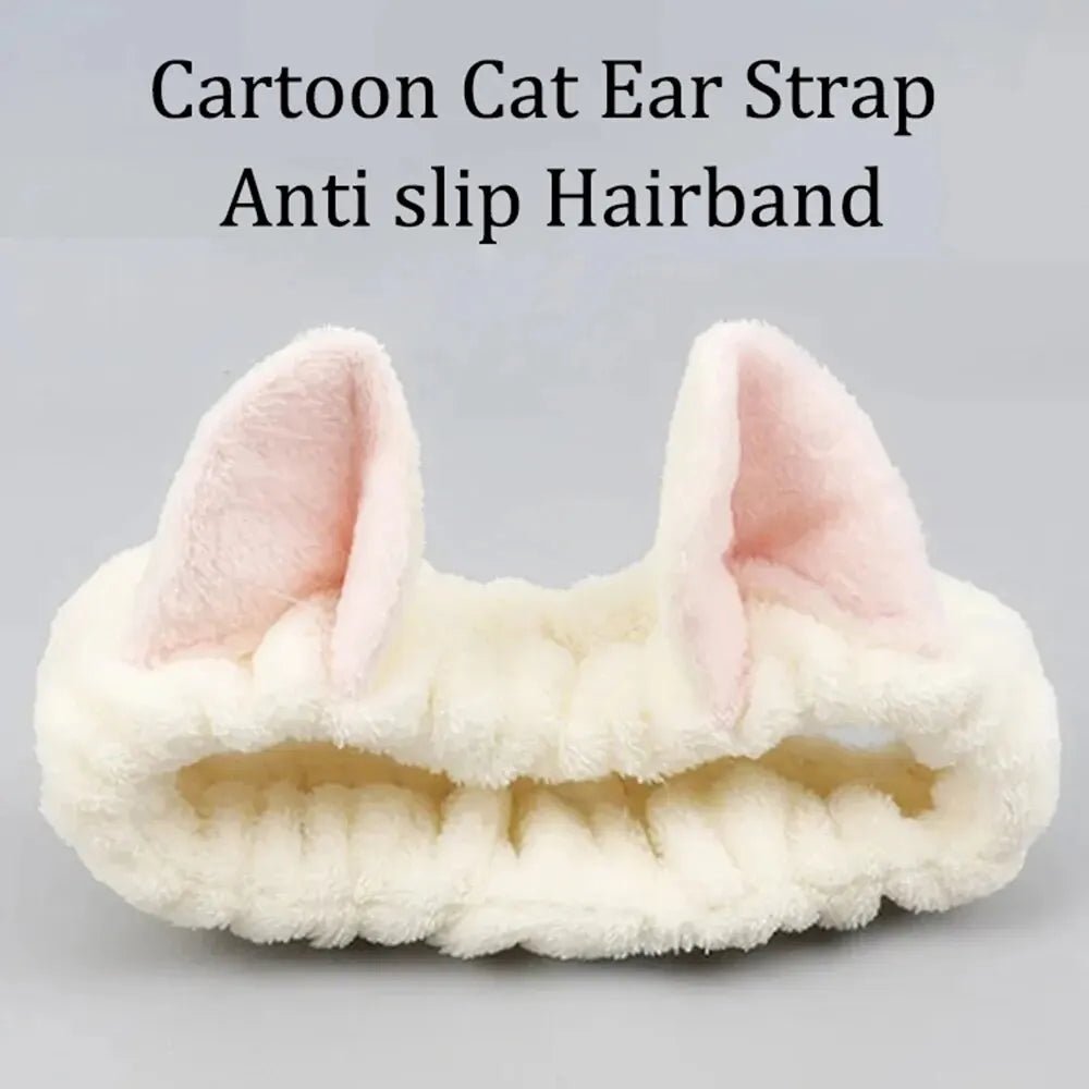 Hairband Cat Coral Plush Headband Cute Soft Hair Bow Headband Hairband Wash Face Makeup Headband Bandage Girl Accessories - Cozy & Co. Market