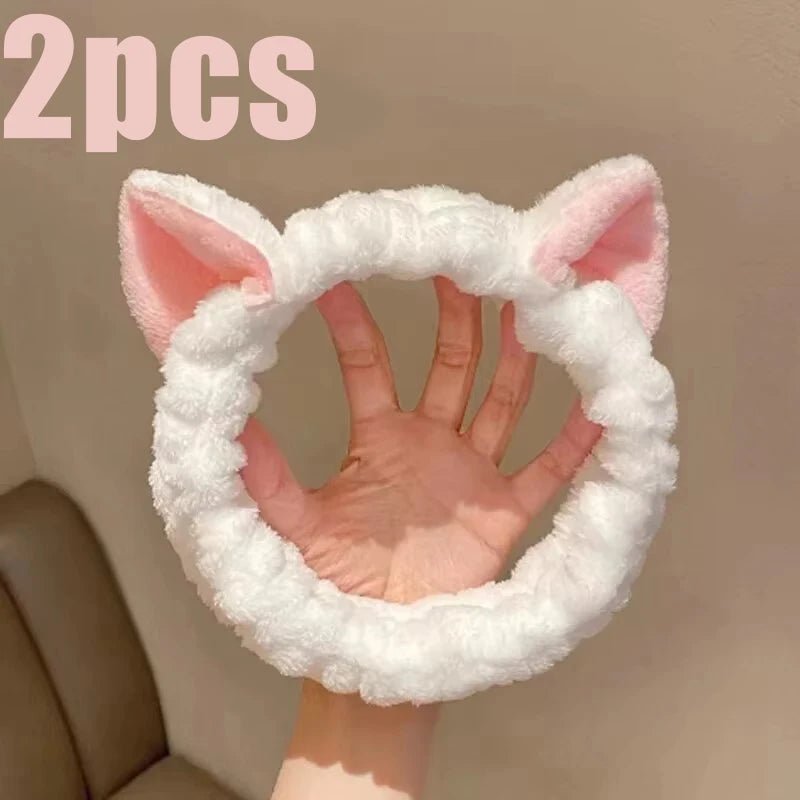 Hairband Cat Coral Plush Headband Cute Soft Hair Bow Headband Hairband Wash Face Makeup Headband Bandage Girl Accessories - Cozy & Co. Market