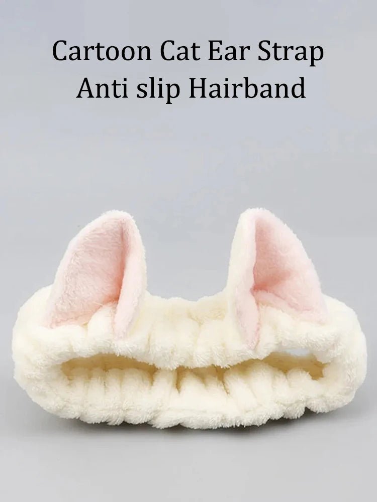 Hairband Cat Coral Plush Headband Cute Soft Hair Bow Headband Hairband Wash Face Makeup Headband Bandage Girl Accessories - Cozy & Co. Market