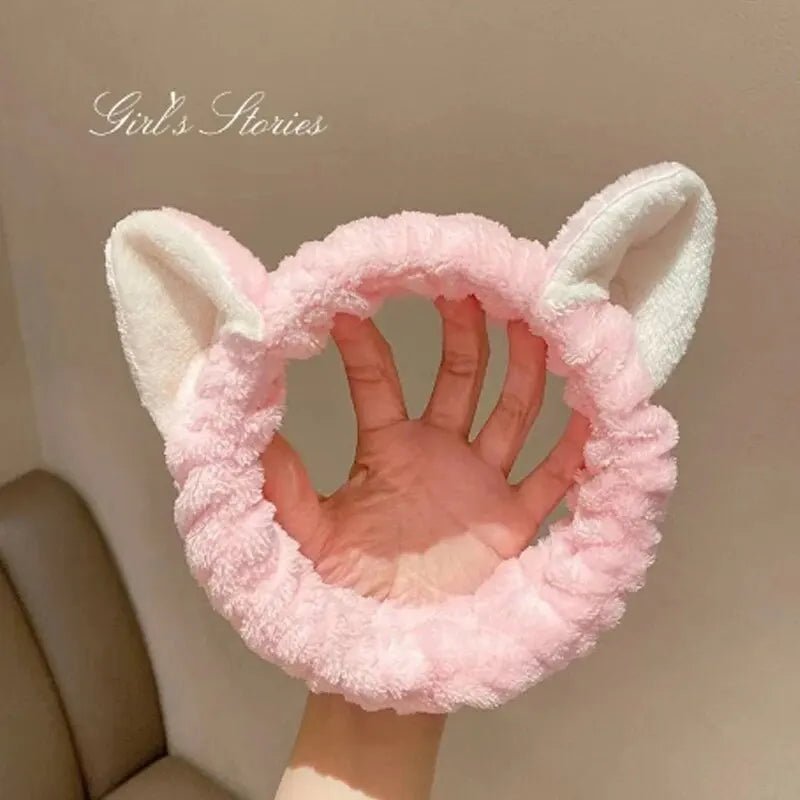 Hairband Cat Coral Plush Headband Cute Soft Hair Bow Headband Hairband Wash Face Makeup Headband Bandage Girl Accessories - Cozy & Co. Market