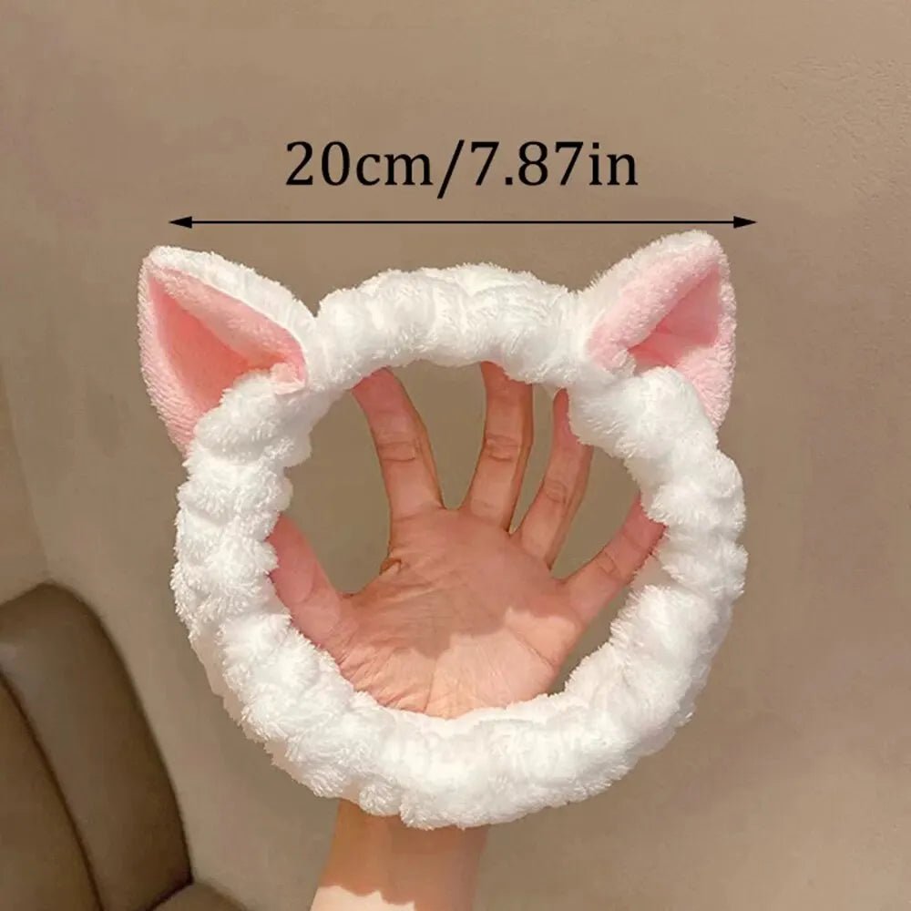 Hairband Cat Coral Plush Headband Cute Soft Hair Bow Headband Hairband Wash Face Makeup Headband Bandage Girl Accessories - Cozy & Co. Market