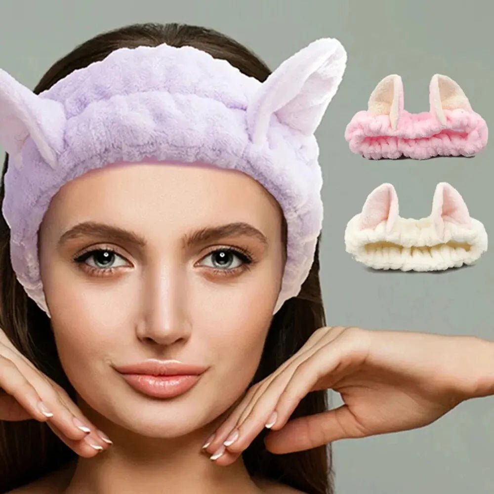 Hairband Cat Coral Plush Headband Cute Soft Hair Bow Headband Hairband Wash Face Makeup Headband Bandage Girl Accessories - Cozy & Co. Market