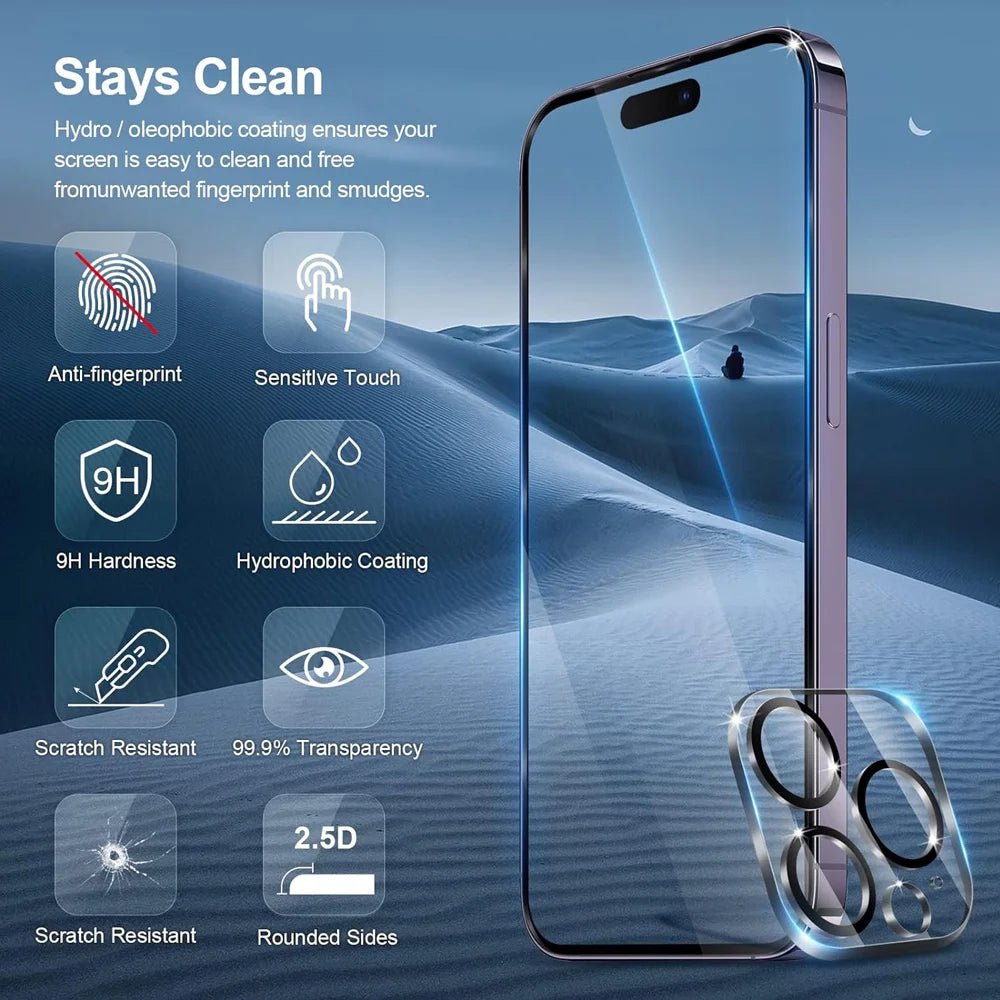 HD Screen Protection For iPhone 16 15 17 14 13 12 11 Pro Max Tempered Glass iPhone15 Pro Camera Lens Film iPhone16 Plus 13 Mini - Cozy & Co. Market