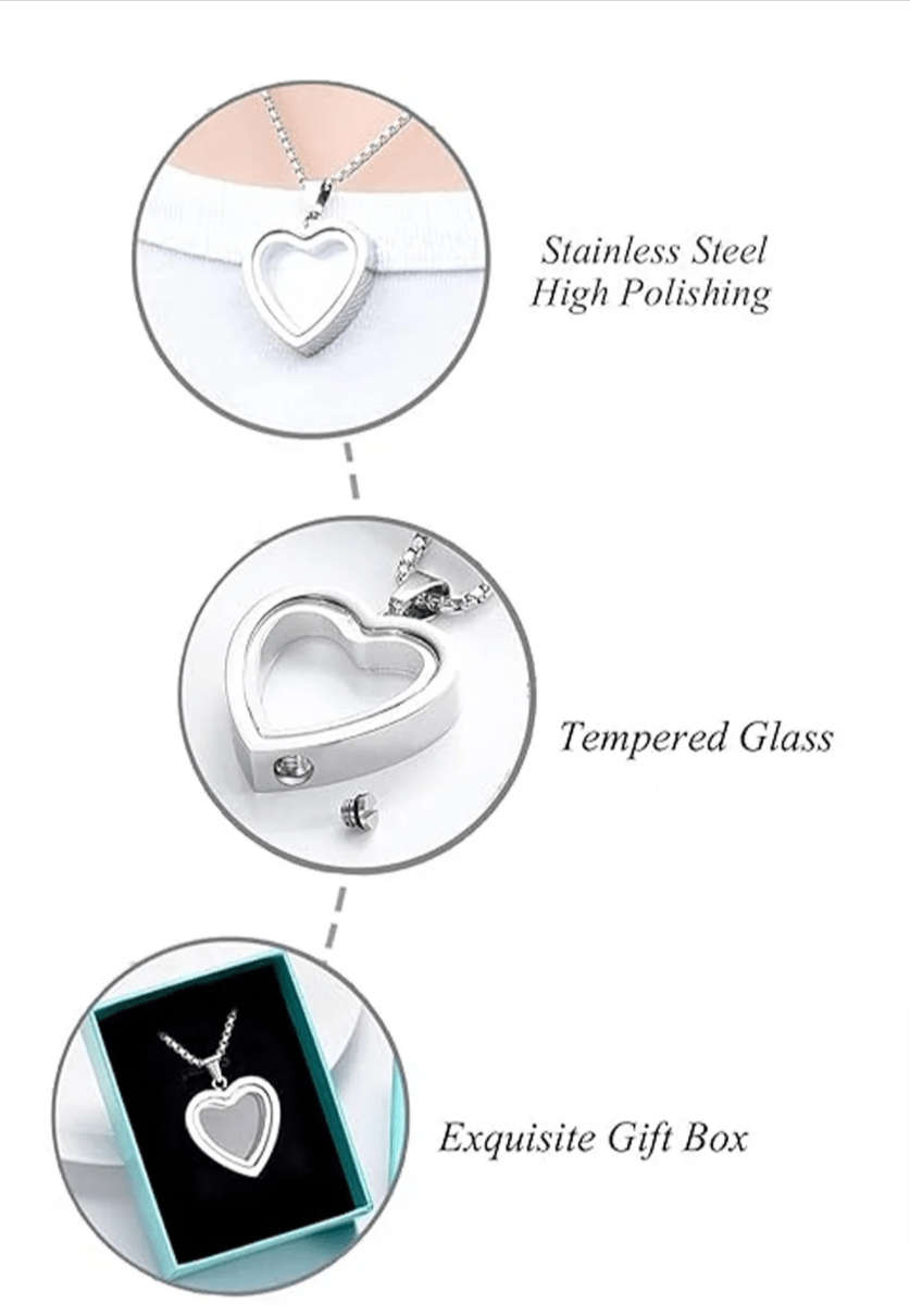 Heartfelt Remembrance: Stainless Steel Heart-Shaped Cremation Pendant - Cozy & Co. Market