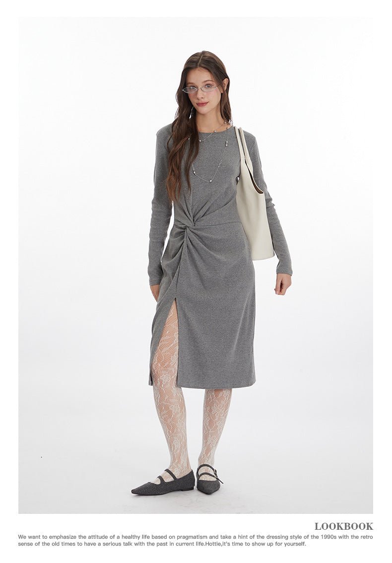 Heyhenry2025 European and American Style Dress Women's Autumn and Winter New Pleated Design Waist Sexy Long Skirt - Cozy & Co. Market