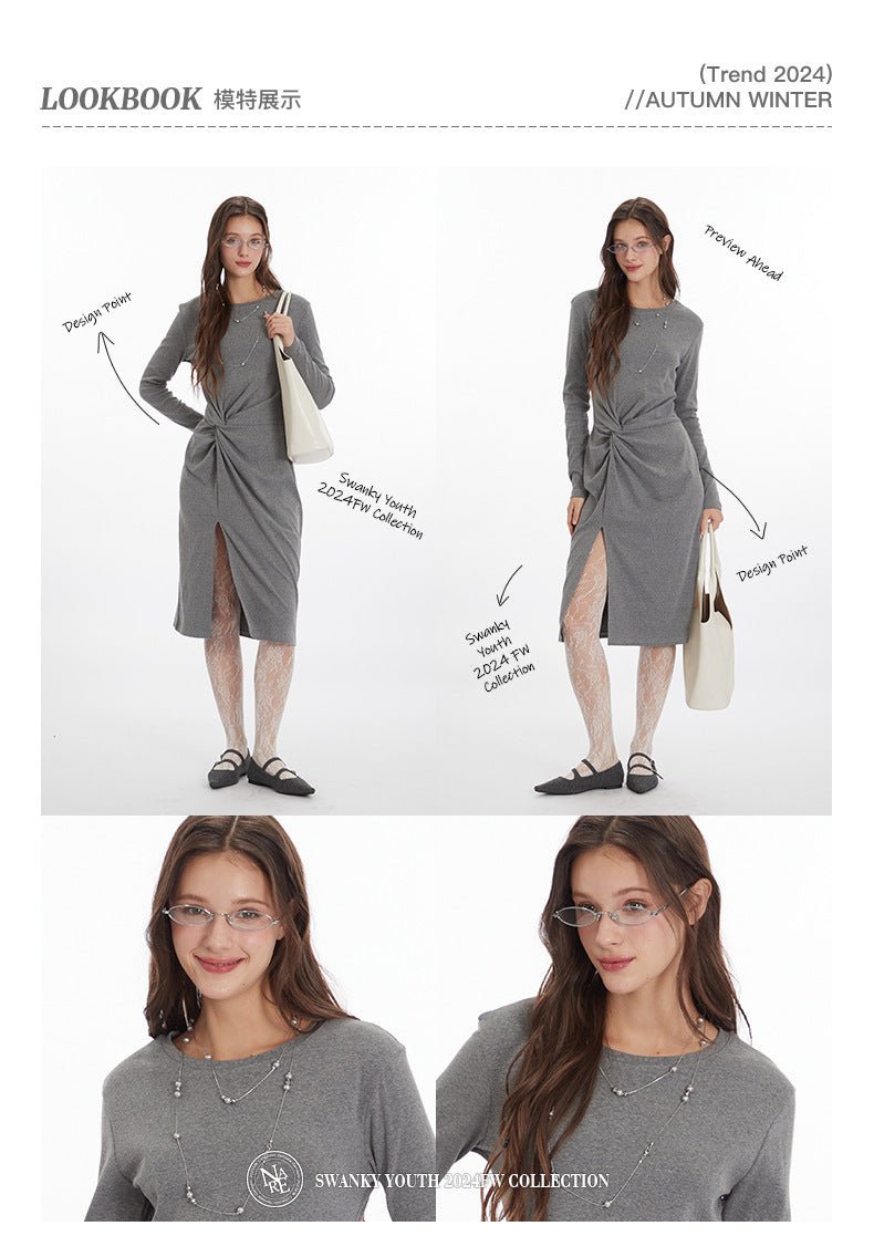 Heyhenry2025 European and American Style Dress Women's Autumn and Winter New Pleated Design Waist Sexy Long Skirt - Cozy & Co. Market