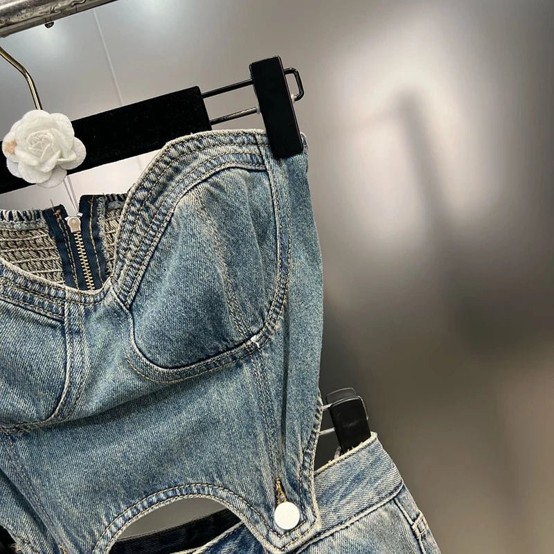 High-Waist Cotton Denim Jumpsuit — Women's Spring & Summer One-Piece - Cozy & Co. Market