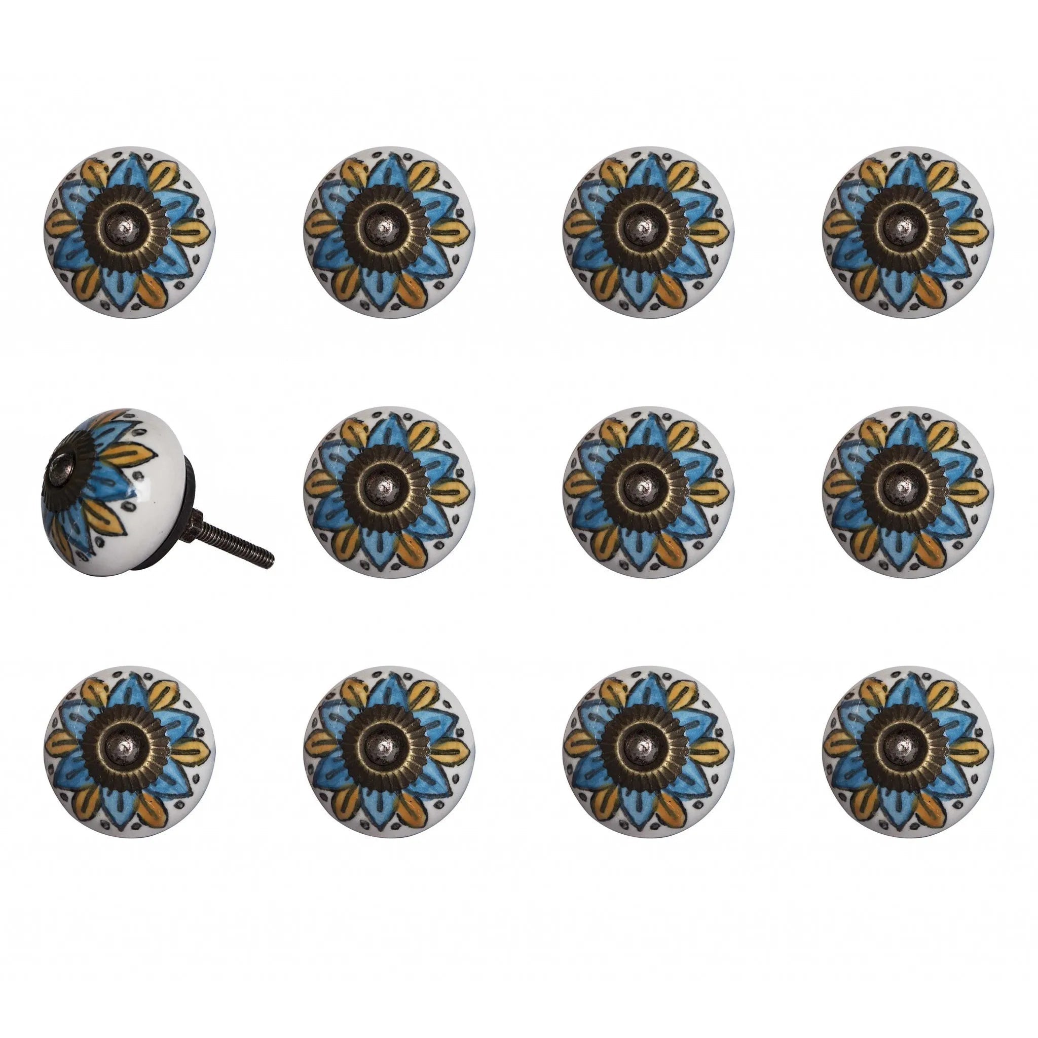 HMS 1.5\" X 1.5\" X 1.5\" Ceramic Metal Multicolor 12 Pack Furniture Handles & Knobs - Cozy & Co. Market