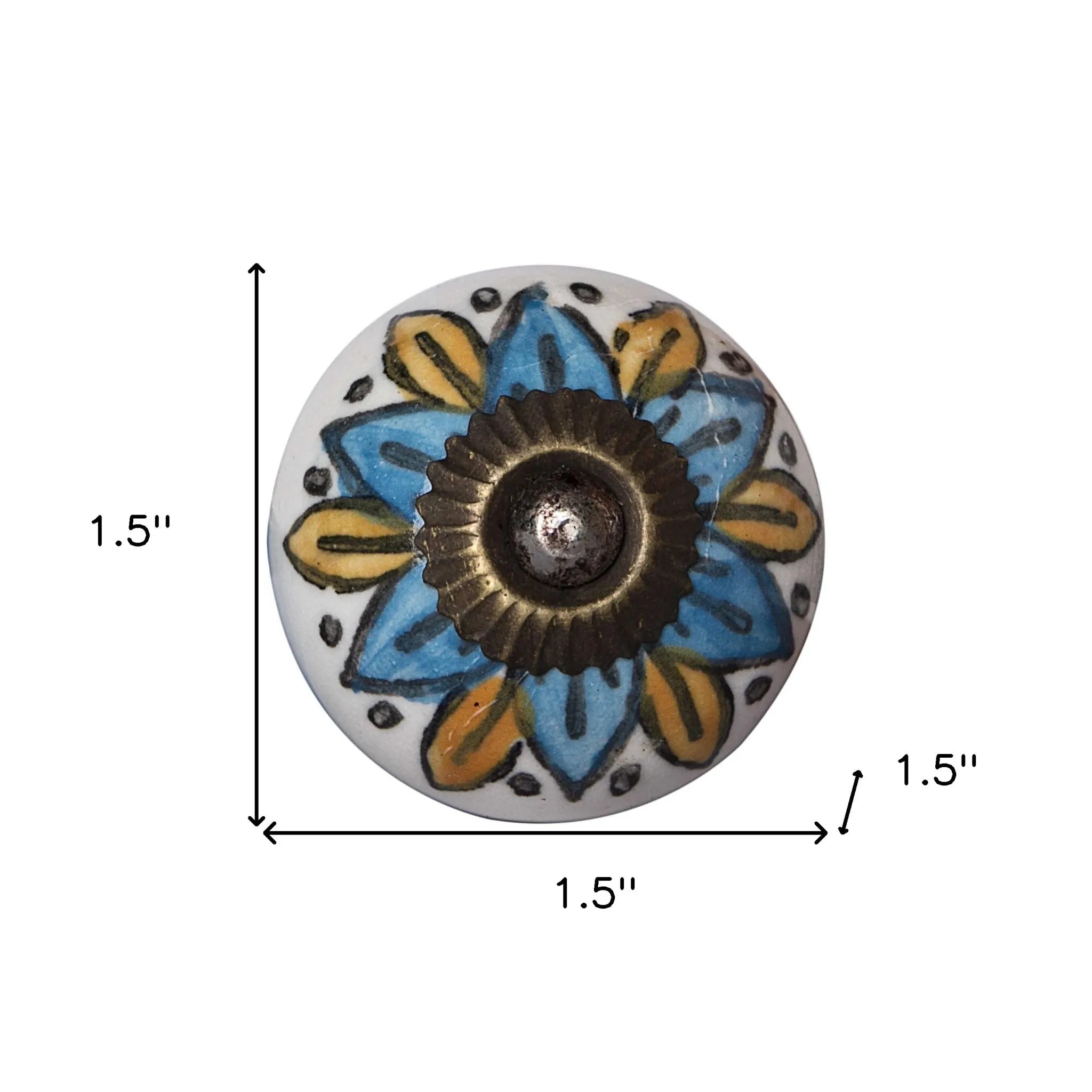 HMS 1.5\" X 1.5\" X 1.5\" Ceramic Metal Multicolor 12 Pack Furniture Handles & Knobs - Cozy & Co. Market