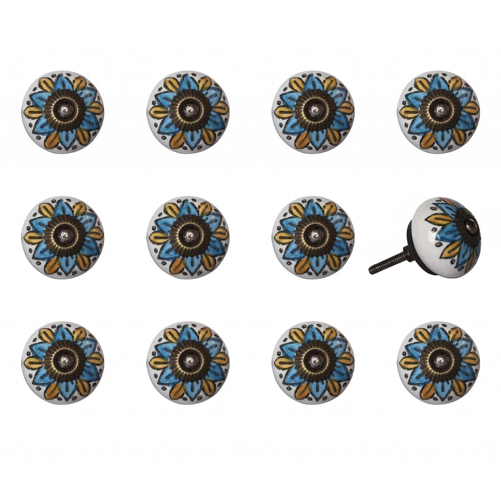 HMS 1.5\" X 1.5\" X 1.5\" Ceramic Metal Multicolor 12 Pack Furniture Handles & Knobs - Cozy & Co. Market