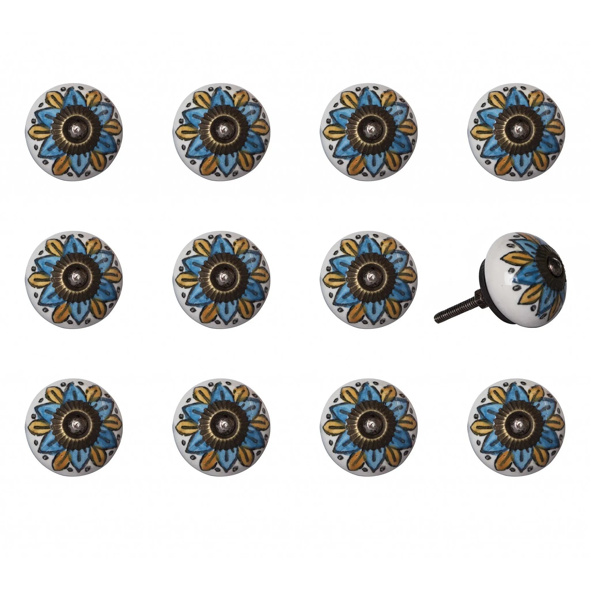 HMS 1.5\" X 1.5\" X 1.5\" Ceramic Metal Multicolor 12 Pack Furniture Handles & Knobs - Cozy & Co. Market