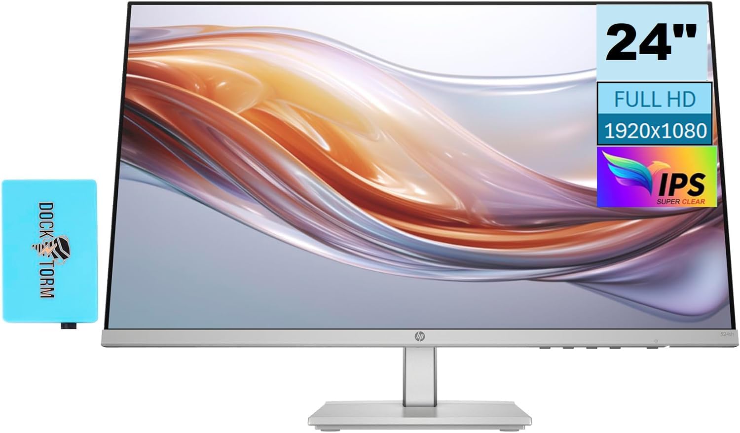 HP Series 5 524sh Monitor (Replaces M24h) 24" FHD IPS 300 Nits Display w/Docztorm USB Port Expander 1x HDMI 1x VGA Flicker-Free -5 to +25 Degrees Adjustable Tilt Black/Silver (2024 Latest Model) - Cozy & Co. Market
