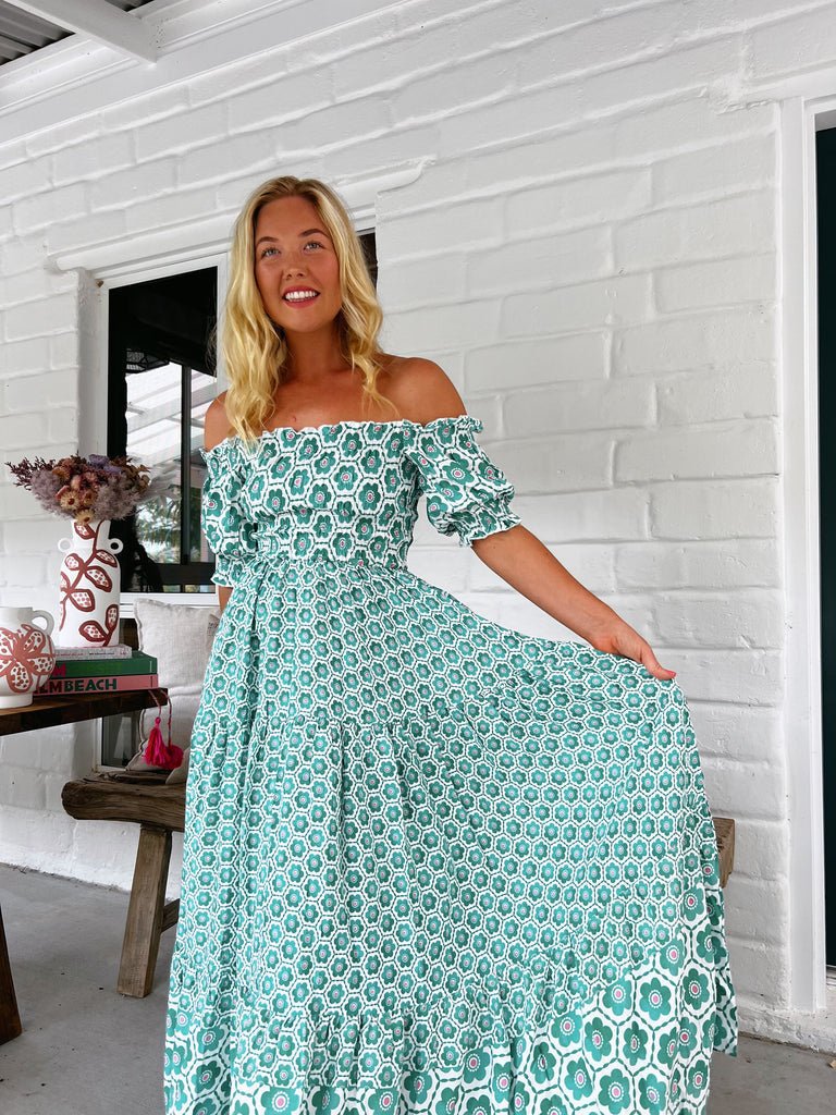 in stock 25 Years of European and American Foreign Trade Amazon New Cross-border Women's Printed Bubble Sleeve dress -68602 - Cozy & Co. Market