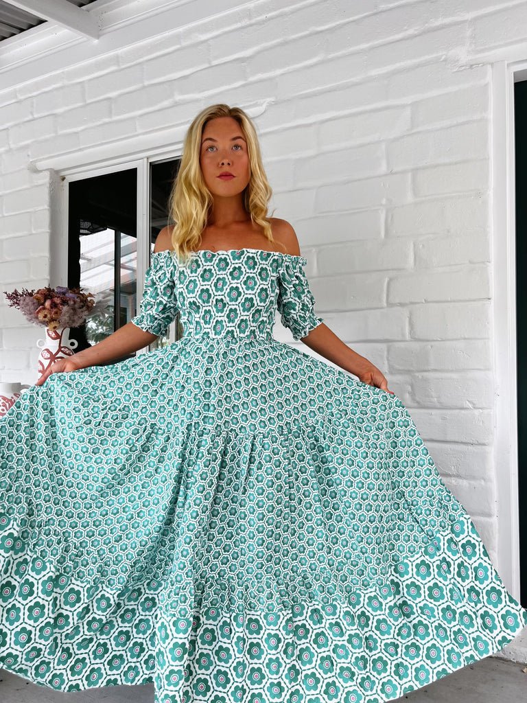 in stock 25 Years of European and American Foreign Trade Amazon New Cross-border Women's Printed Bubble Sleeve dress -68602 - Cozy & Co. Market