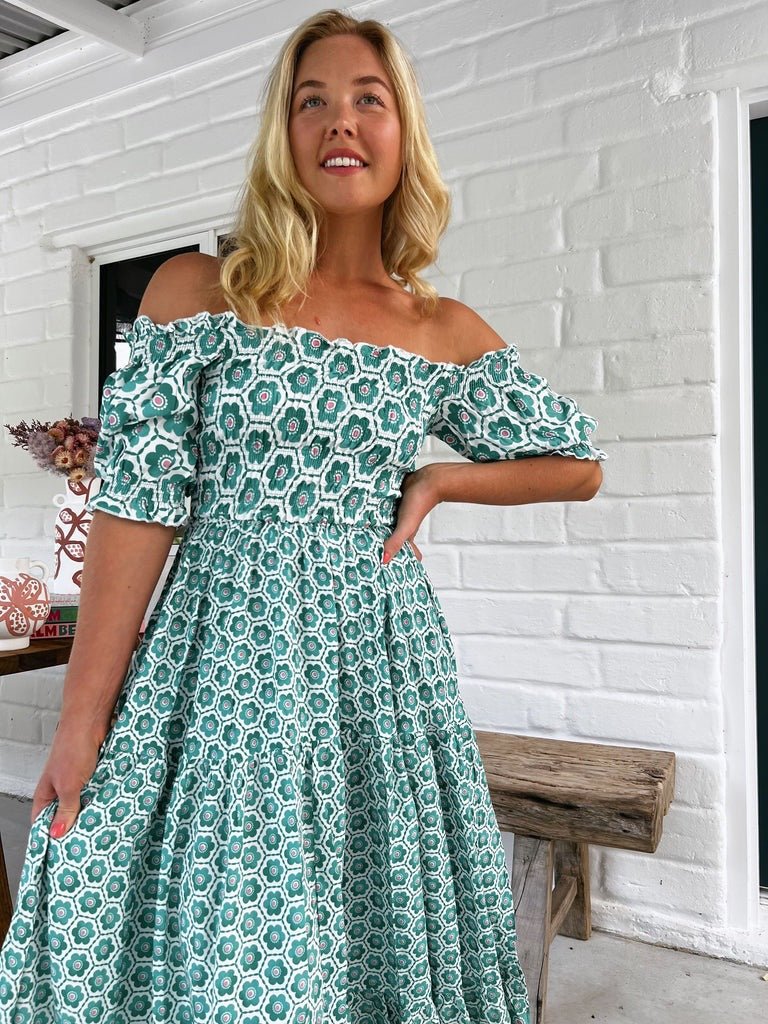 in stock 25 Years of European and American Foreign Trade Amazon New Cross-border Women's Printed Bubble Sleeve dress -68602 - Cozy & Co. Market