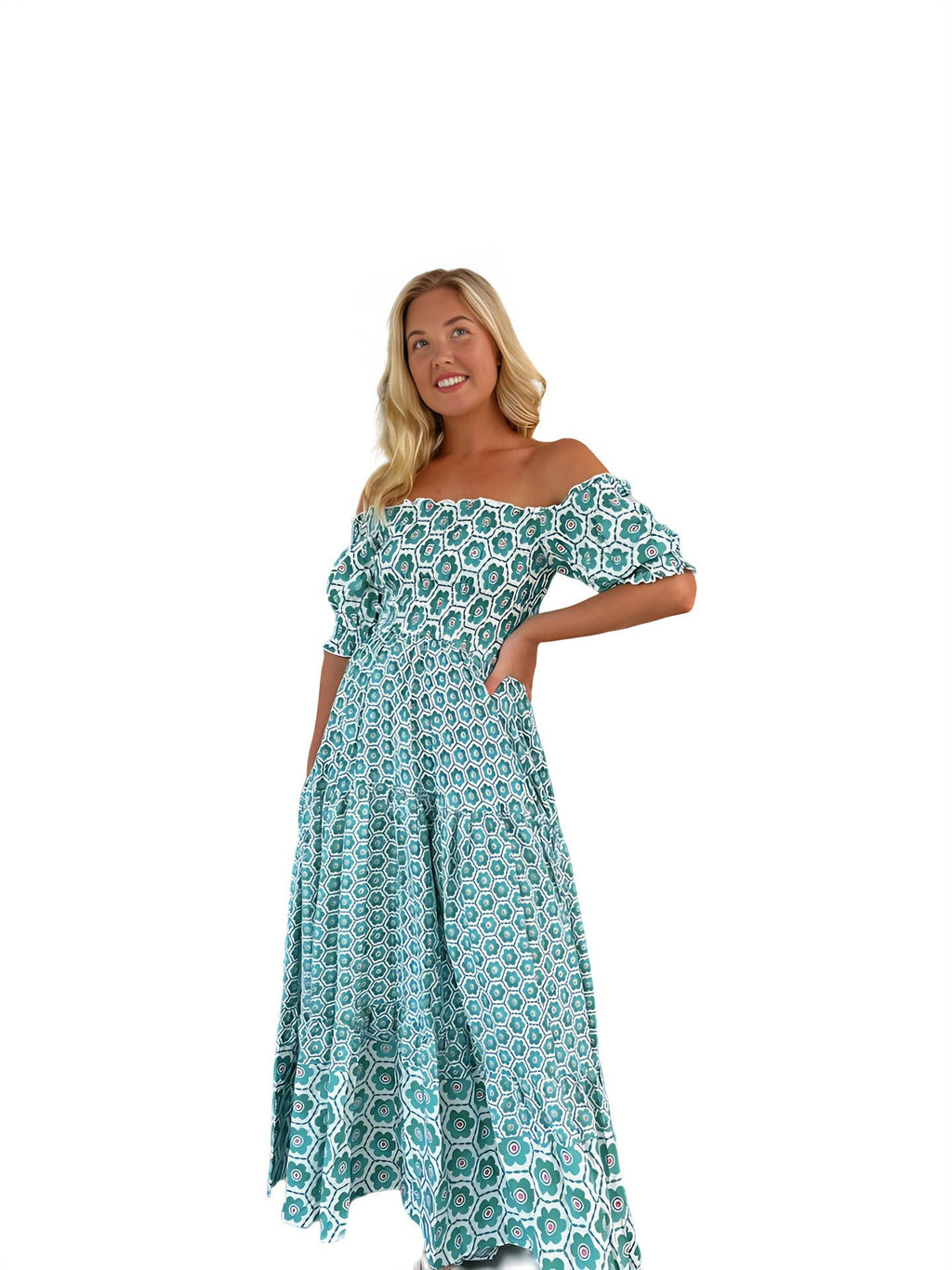 in stock 25 Years of European and American Foreign Trade Amazon New Cross-border Women's Printed Bubble Sleeve dress -68602 - Cozy & Co. Market