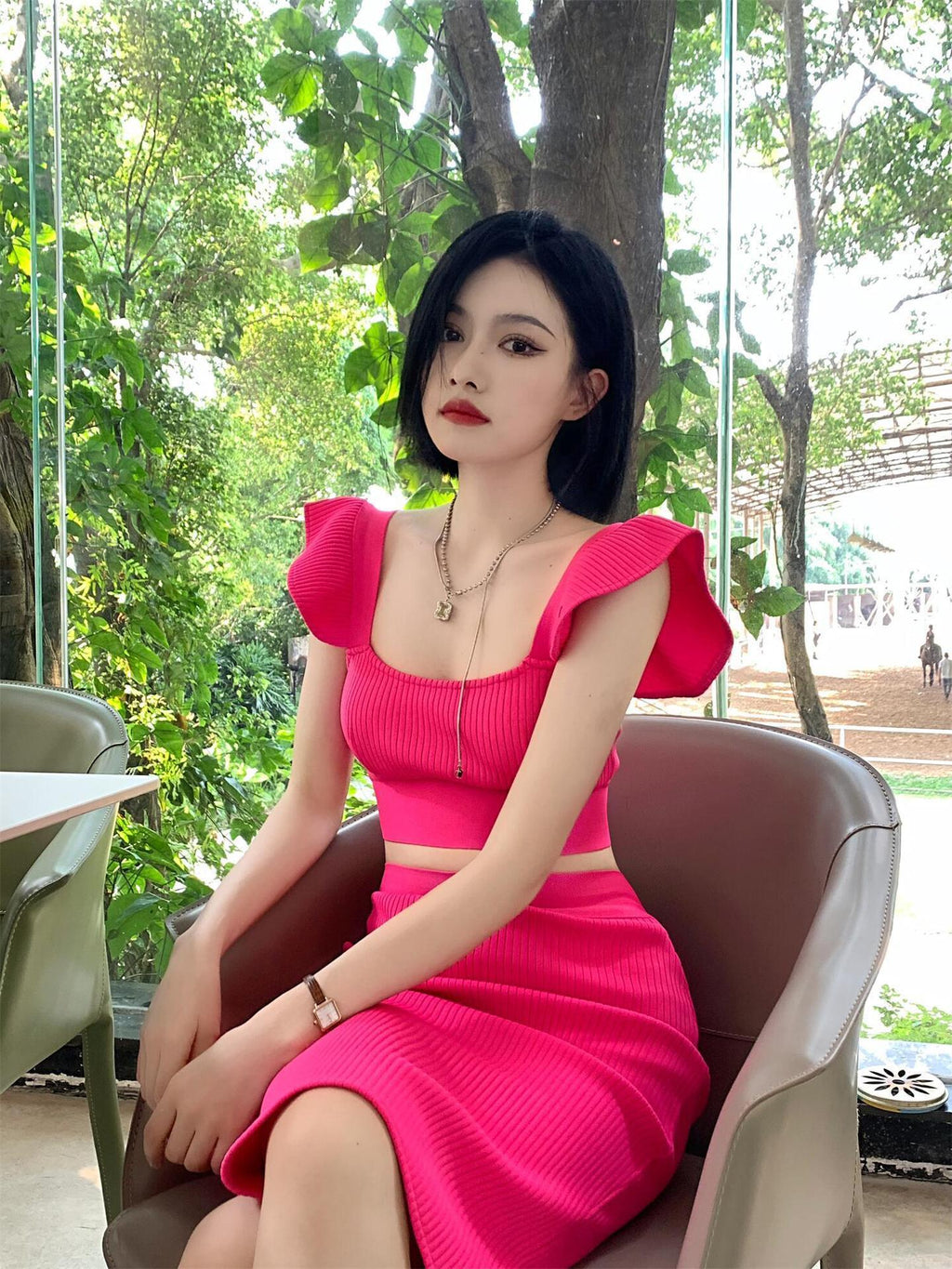 in stock European and American Sexy High-end Women's Fashion Sexy Camisole Vest Slim-fit Hip Skirt Two-piece Bandage Skirt - Cozy & Co. Market