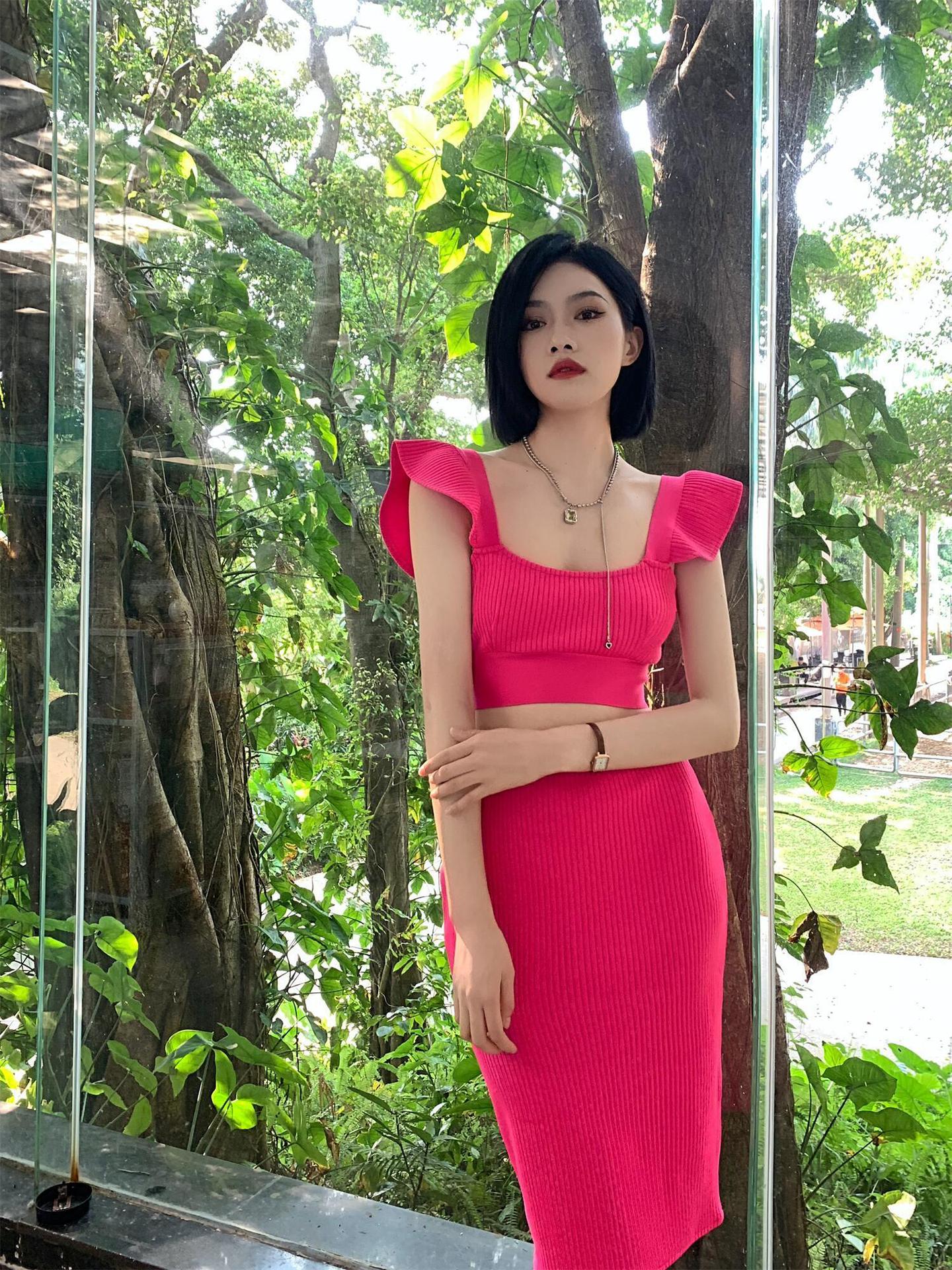 in stock European and American Sexy High-end Women's Fashion Sexy Camisole Vest Slim-fit Hip Skirt Two-piece Bandage Skirt - Cozy & Co. Market