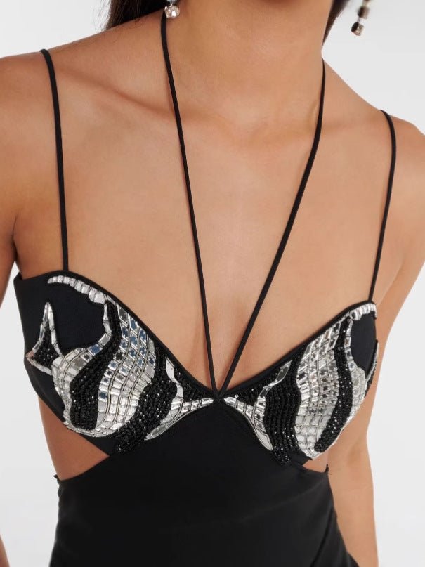 Independent Station Foreign Trade Tight Bandage dress Black Diamond Evening Dress Women's Banquet Elegant Light Luxury Niche High-end - Cozy & Co. Market