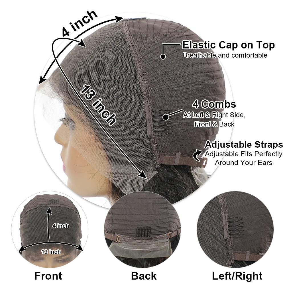 INDIAN Human Hair Short Bob Lace Front Wig with Glueless Transparent for Lace Baby Hair & Bleach Knots - Cozy & Co. Market