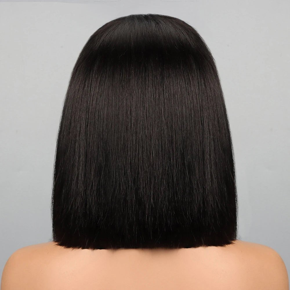 INDIAN Human Hair Short Bob Lace Front Wig with Glueless Transparent for Lace Baby Hair & Bleach Knots - Cozy & Co. Market