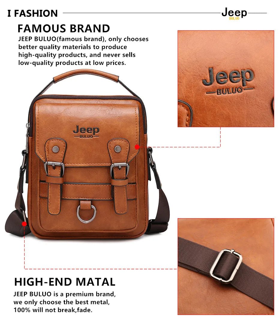 JEEP BULUO Multi-function Business Handbags Men New Man's Shoulder Bag Large Capacity Leather Messenger Bag Crossbody Big Brand - Cozy & Co. Market