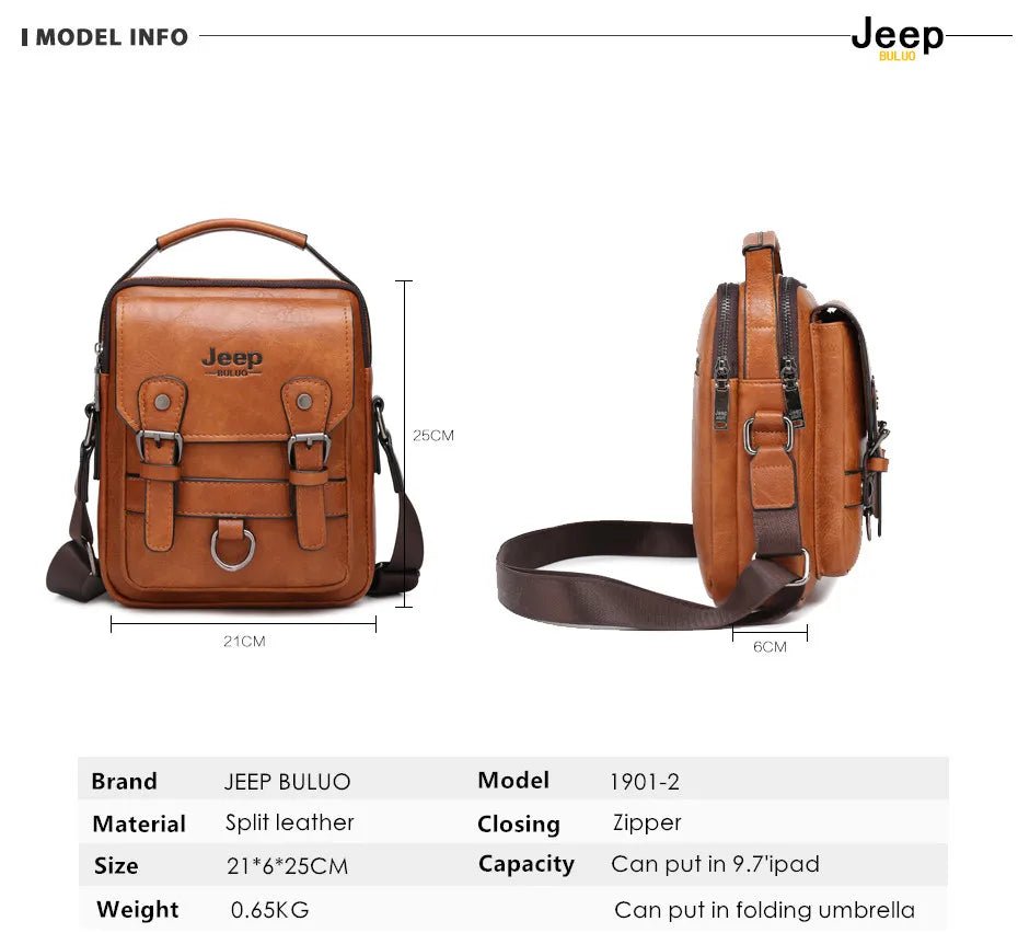JEEP BULUO Multi-function Business Handbags Men New Man's Shoulder Bag Large Capacity Leather Messenger Bag Crossbody Big Brand - Cozy & Co. Market