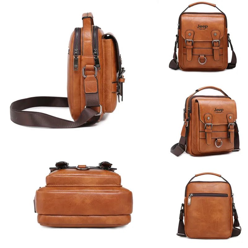 JEEP BULUO Multi-function Business Handbags Men New Man's Shoulder Bag Large Capacity Leather Messenger Bag Crossbody Big Brand - Cozy & Co. Market