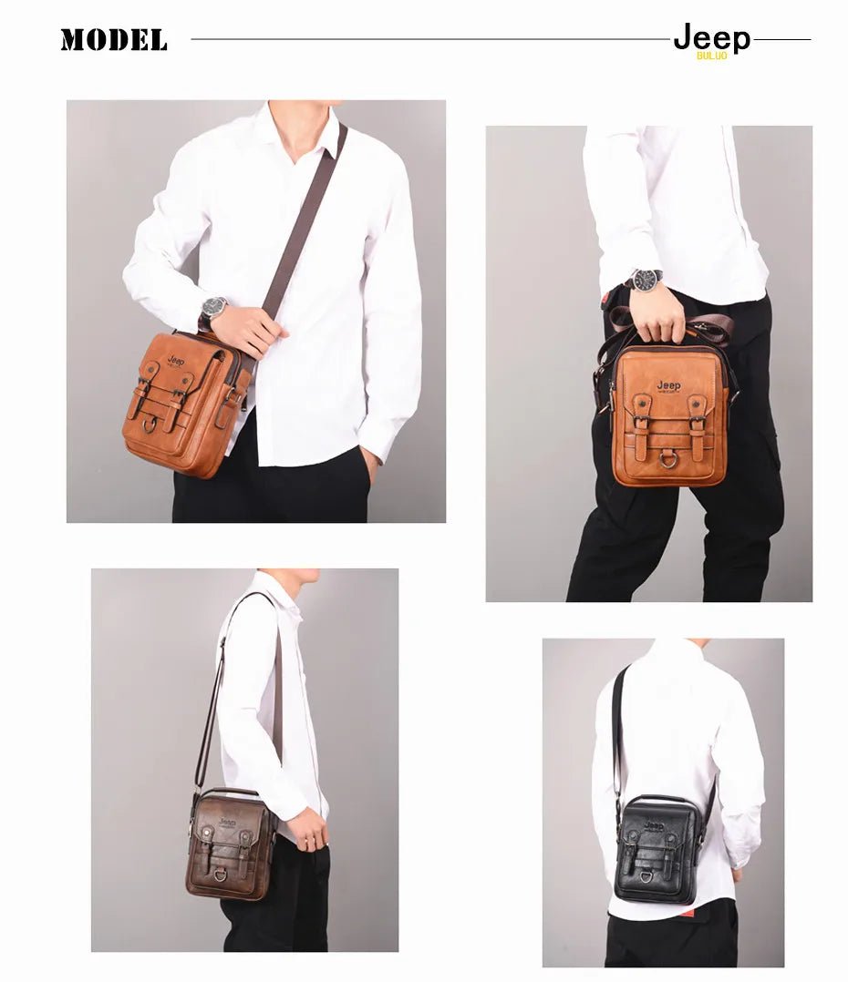 JEEP BULUO Multi-function Business Handbags Men New Man's Shoulder Bag Large Capacity Leather Messenger Bag Crossbody Big Brand - Cozy & Co. Market